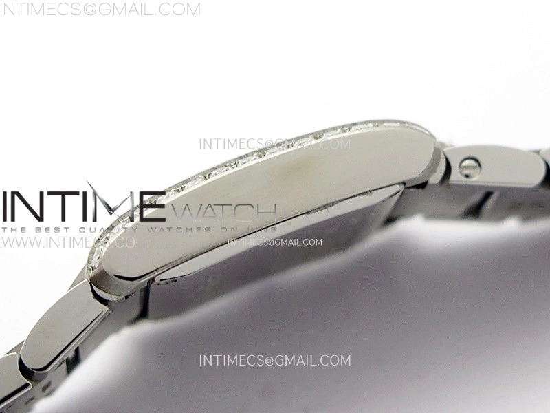 Tank Francaise Ladies 21.2mm Diamonds Bezel SS 8848F 1:1 Best Edition Silver Dial on SS Bracelet Ronda Quartz